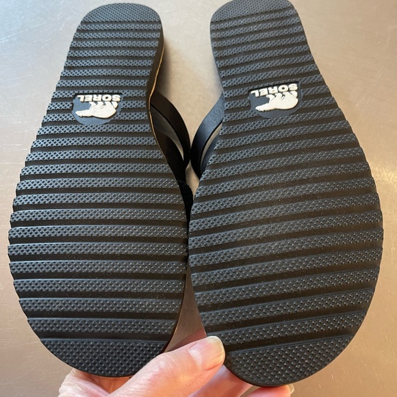 Sorel Ella Black Leather Slide Sandals Size 9 - Picture 7 of 9